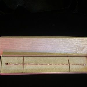 JTv  7” Rose Tone White Crystal Bracelet, NEW